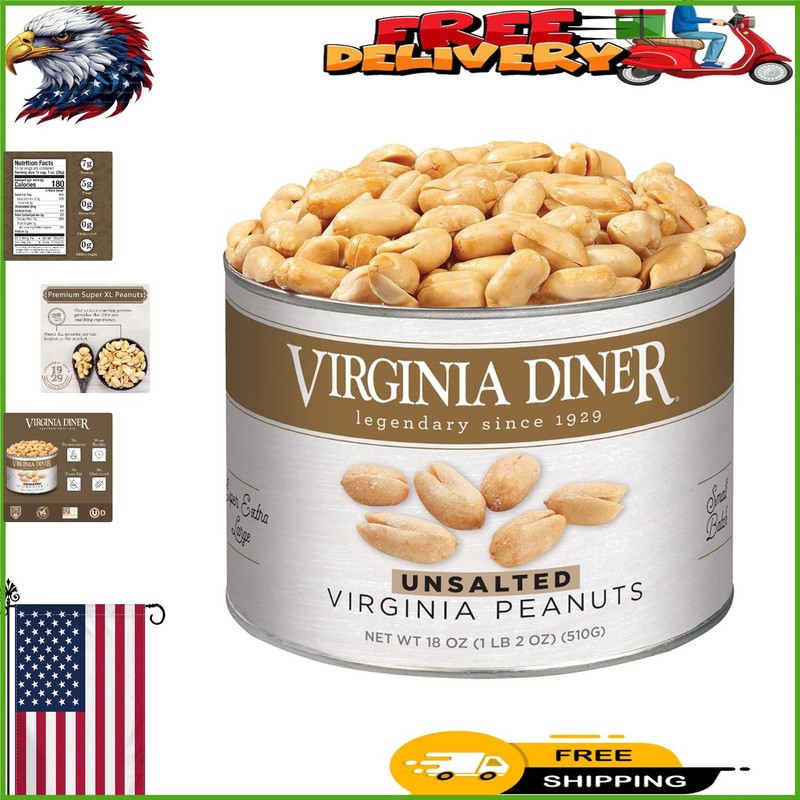 Virginia’s Finest Gourmet Peanuts – 18 Oz Can, Natural & Preservative Free
