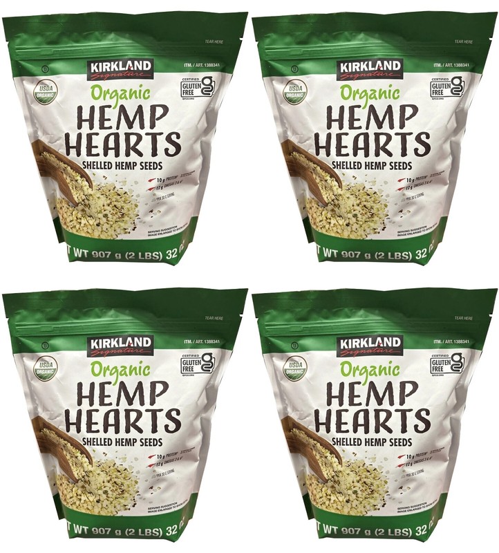4 PACK - Kirkland Signature USDA Organic Hemp Hearts Shelled Seeds, 32 Ounce