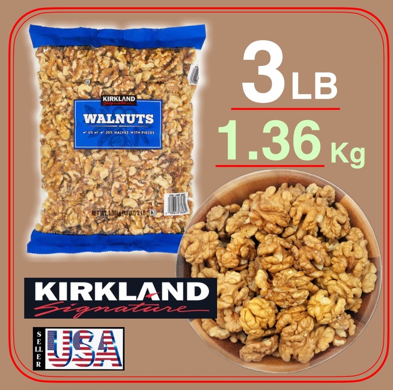 Walnuts Halves, 3 Pounds, 1.36 Kg, Product USA, Walnut, Kirkland Signature