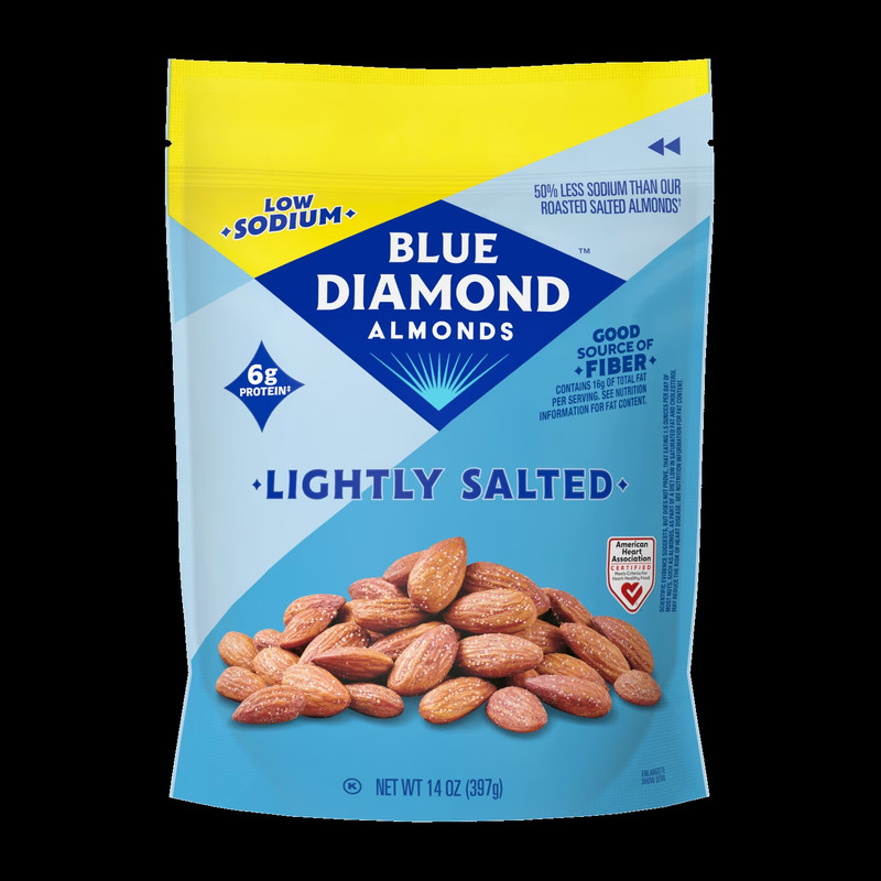 Blue Diamond Lightly Salted Almonds Low Sodium Gluten Free Snack Nuts 14 oz