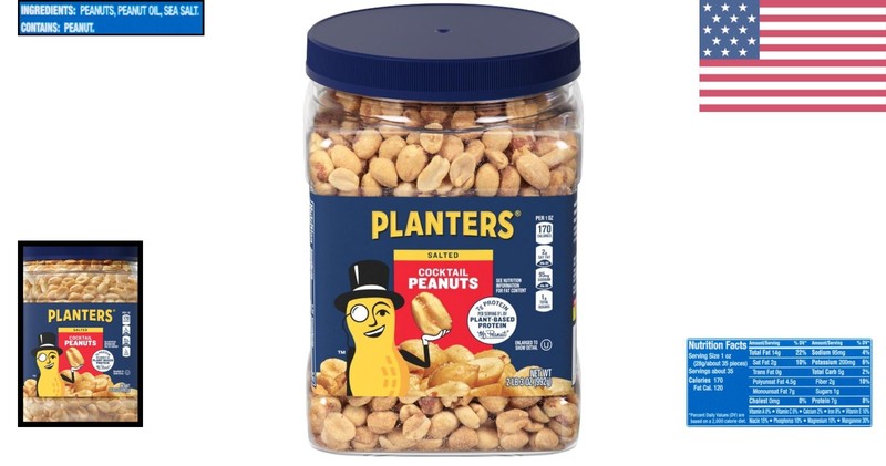 Delicious Salted Peanuts - Plant-Based Protein Snack in 35oz Resealable Jar gallery