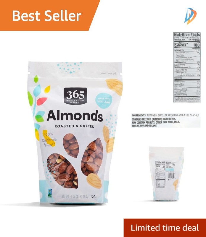 Healthy 16 Ounce Roasted & Salted Almonds – Perfect for Salads and Snacking