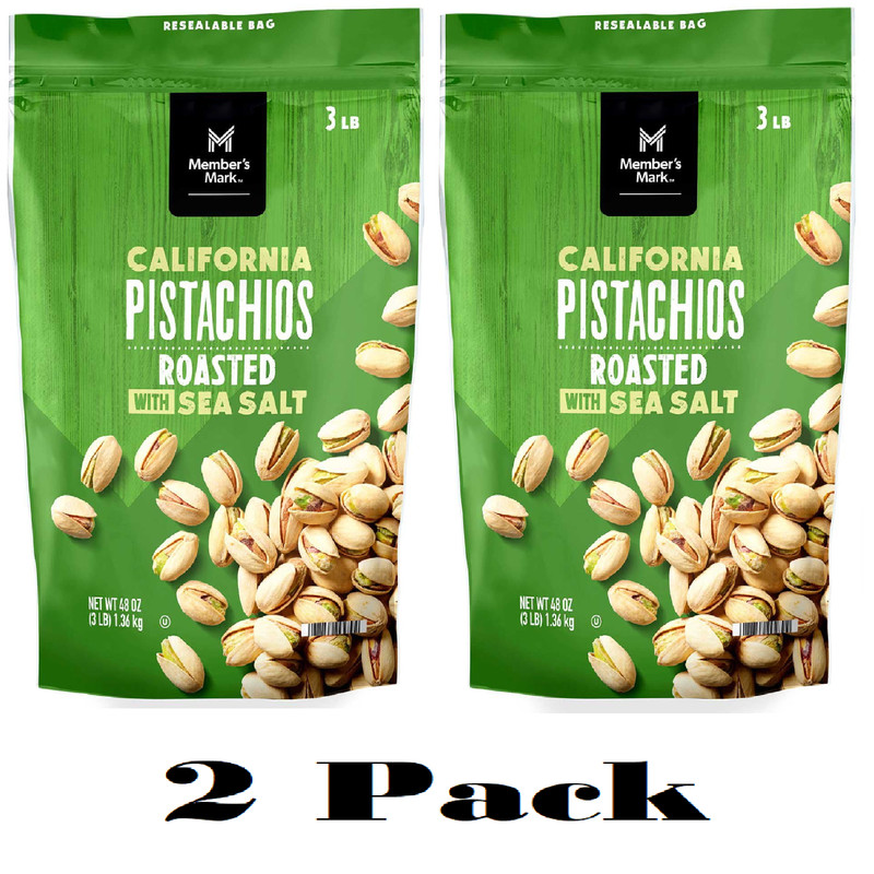 2 PACK – Member’s Mark Roasted Salted Pistachios + Sea Salt 3 lb (Total 6 lbs)
