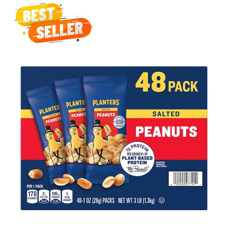 Luxury Salted Peanuts – 48 Individual Snack Packs Filled with Protein & Flavor