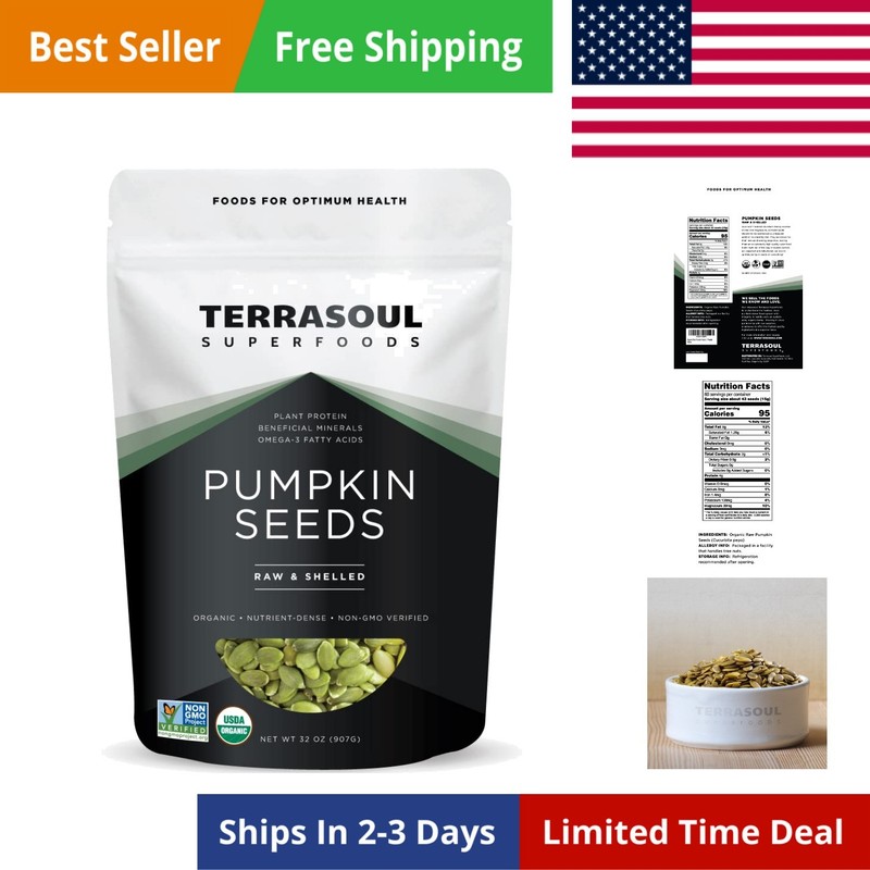 Organic Pumpkin Seeds, 2 Lbs – Quality, Shelled, Raw, Unsalted