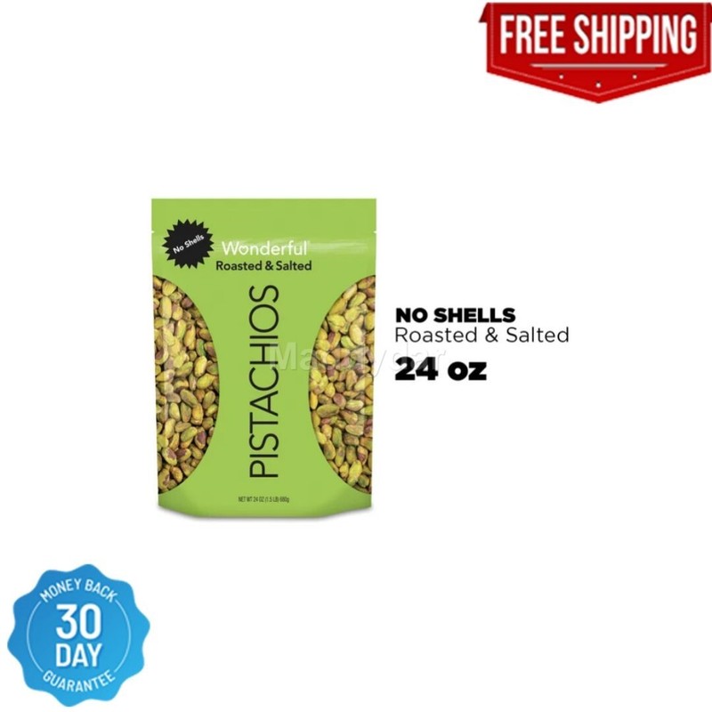 Wonderful Pistachios, No-Shell, Roasted and Salted, 24 Ounce Resealable Bag