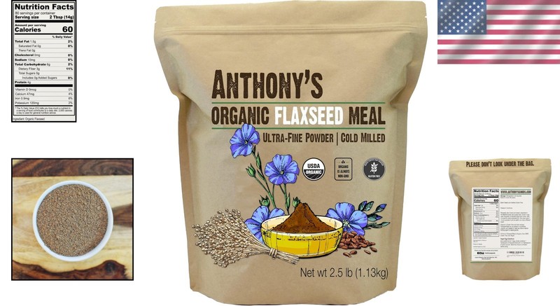 Organic Flaxseed Meal - 2.5 lb Gluten-Free, Cold Milled, Keto & Friendly gallery