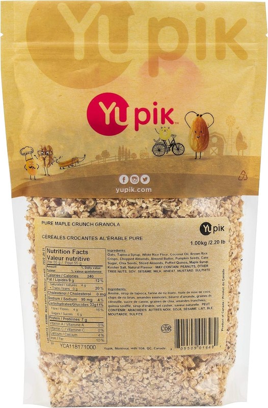 Yupik Pure Maple Crunch Granola, 1 kg, Kosher, Oats, Almonds & Seeds, Sweet & Cr gallery