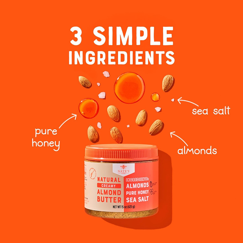 Almond Butter, Creamy, All-Natural – No Palm Oil, No Refined Sugar - 3 Real Ingr gallery