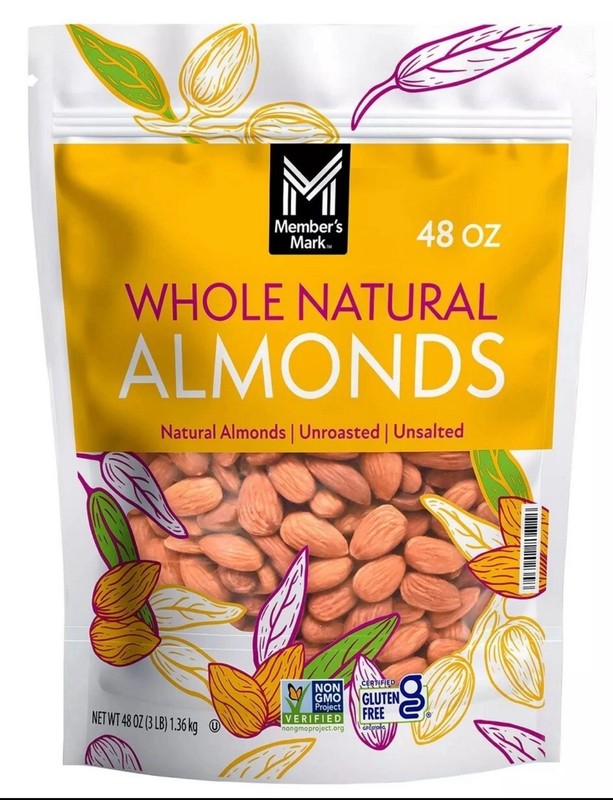 2 PACK - Member's Mark Natural Whole Almonds (3 lbs each) Total 6 lbs. FRESH gallery