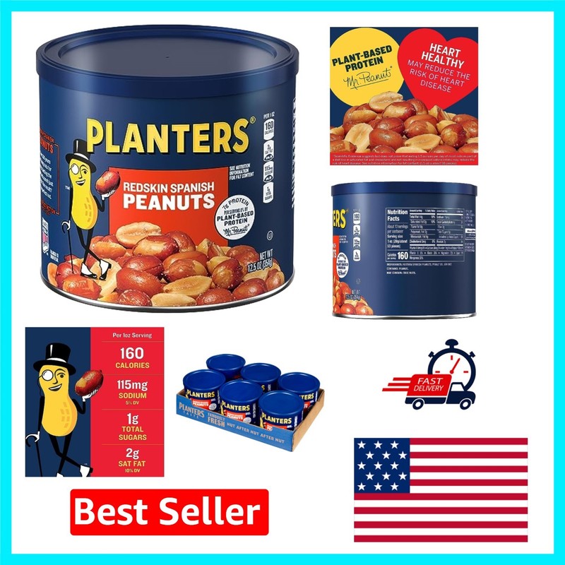 6-Pack Resealable Spanish Peanuts 12.5 oz Jars – Delicious, Kosher Snack Choice