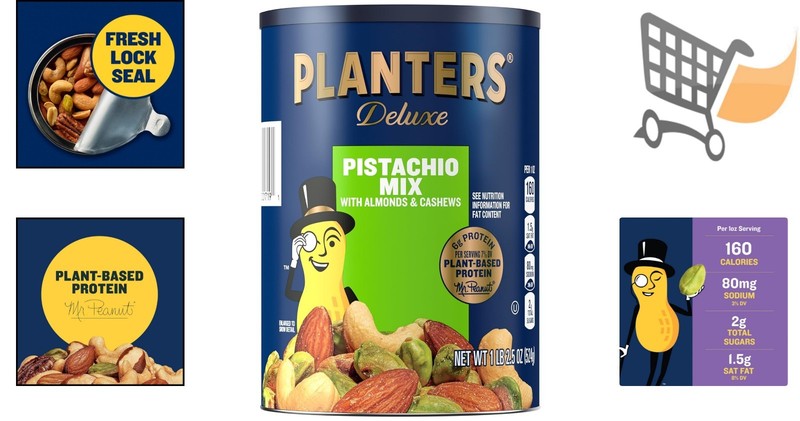 Mixed Nuts Salted Almond Cashews Pistachios Plant-Based Snack 1lb gallery