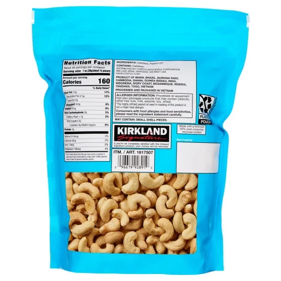 Kirkland Signature Whole Unsalted Cashews 40 oz 2.5 lb Fancy Nuts gallery
