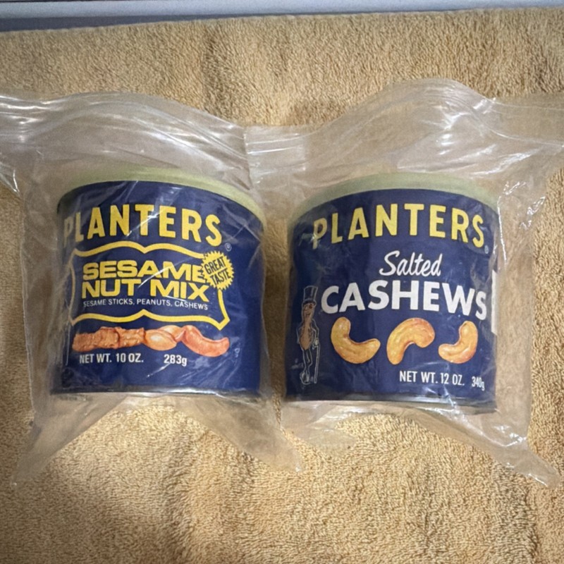 Planters Salted Cashews 12 oz & Sesame Nut Mix 10 oz 2 Unopened Cans 1980