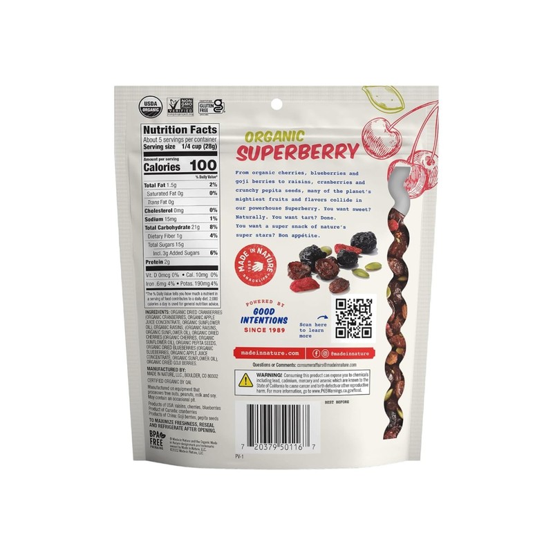 Organic Superberry Fruit Fusion Trail Mix, Pack of 6