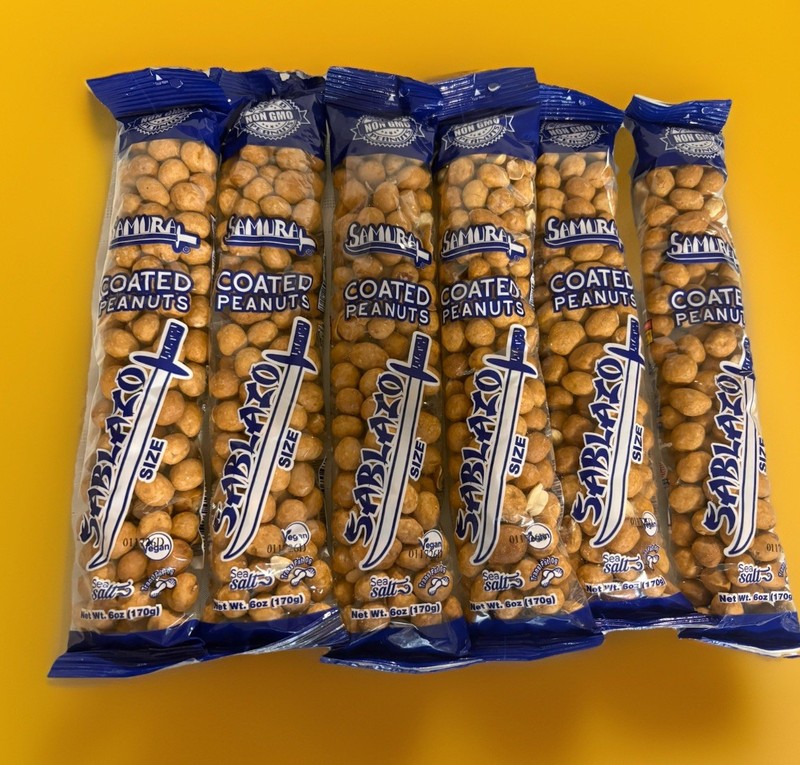 6 Pack Samurai Coated Peanuts Sea Salt - Vegan 6 onz Each