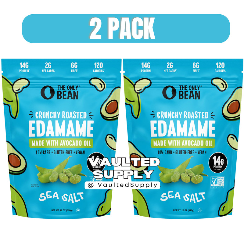 The Only Bean Crunchy Roasted Edamame, Sea Salt, 18 oz 2 Pack Costco