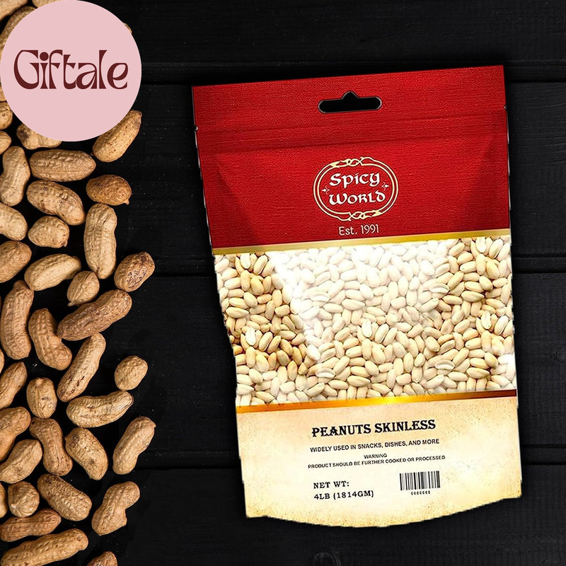 Skinless Peanuts, Blanched Raw Peanuts (Uncooked, Unsalted) 4 Pound (64Oz) ~ All gallery