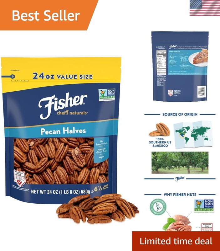 Rich Butter Flavor Pecan Halves – 24 oz Resealable Bag for Cooking and Snacking