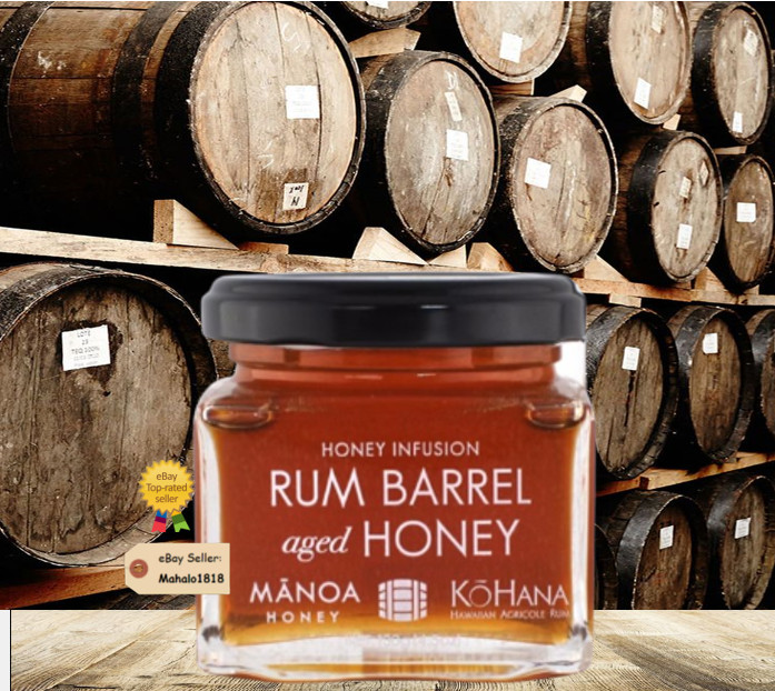 Hawaiian Manoa Honey -Honey InfusioncRum Barrel Aged Honey 4.2 oz Made in Hawaii