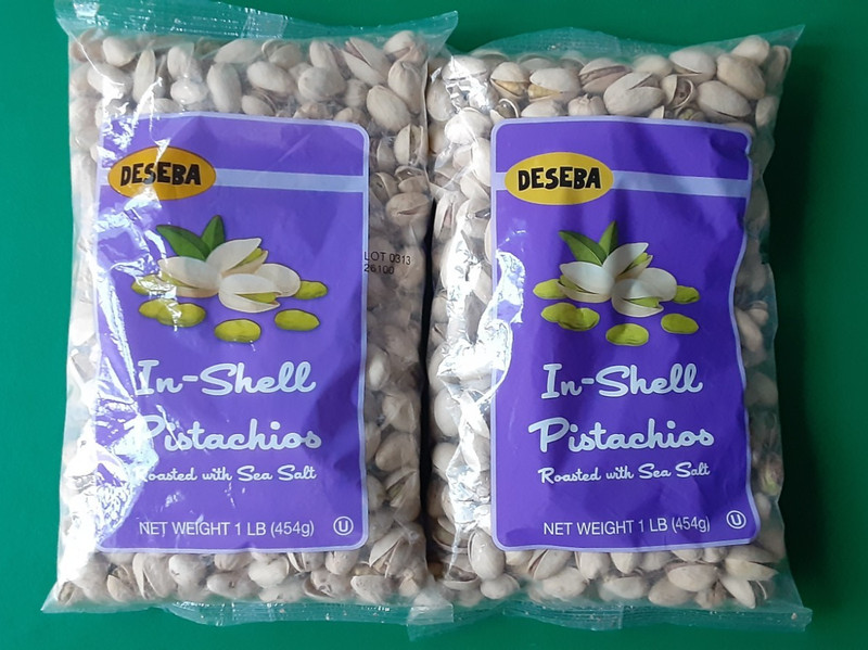 DESEBA Pistachios In-Shell with Sea Salt - 2 LBS - 2 Bags 16oz Each BB 04/11/27