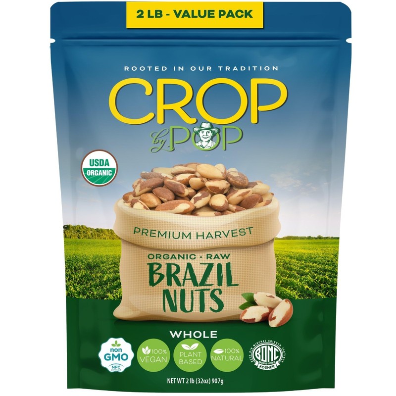 Organic Raw Brazil Nuts 32 Oz - 2 LB Resealable Bag, USDA Organic, Non-GMO, Vega