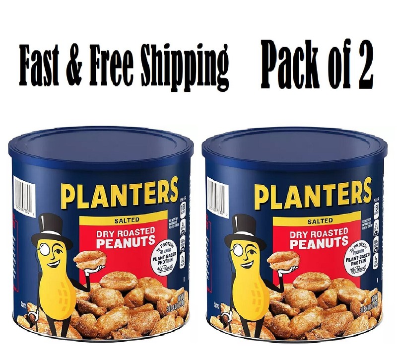 Planters Salted Dry Roasted Peanuts Canister (52 oz.) -2pk