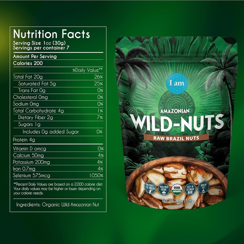 Organic Brazil Nuts Raw 7oz Pouch Wild Grown Nuts Rich in Selenium Non-GMO gallery