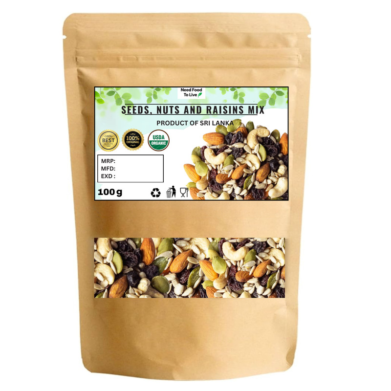 Organic Raw Seeds,Nuts & Raisins Mix—Non-GMO,Kosher,Vegan,Premium Healthy Snack