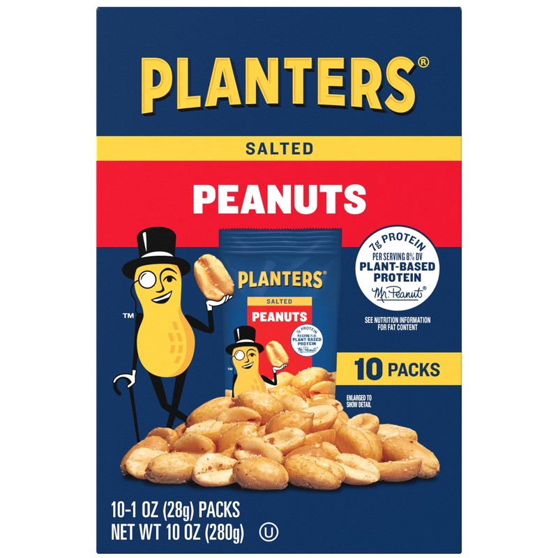 Planters Salted Peanuts 1oz Pack of 60 Healthy Protein Snacks On The Go