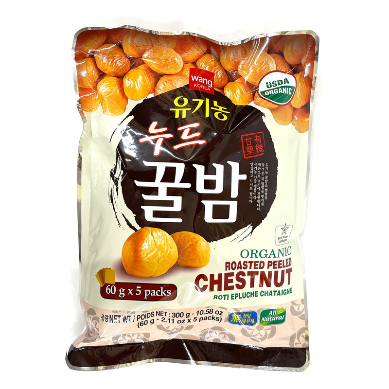 Wang Korea Organic Roasted Peeled Chestnut 왕 유기농 누드 꿀밤 300g Ready to Eat