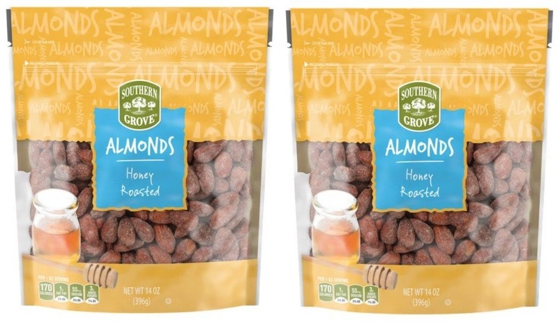 Southern Grove Honey Roasted Whole Almonds, 14 oz (2 Bags)