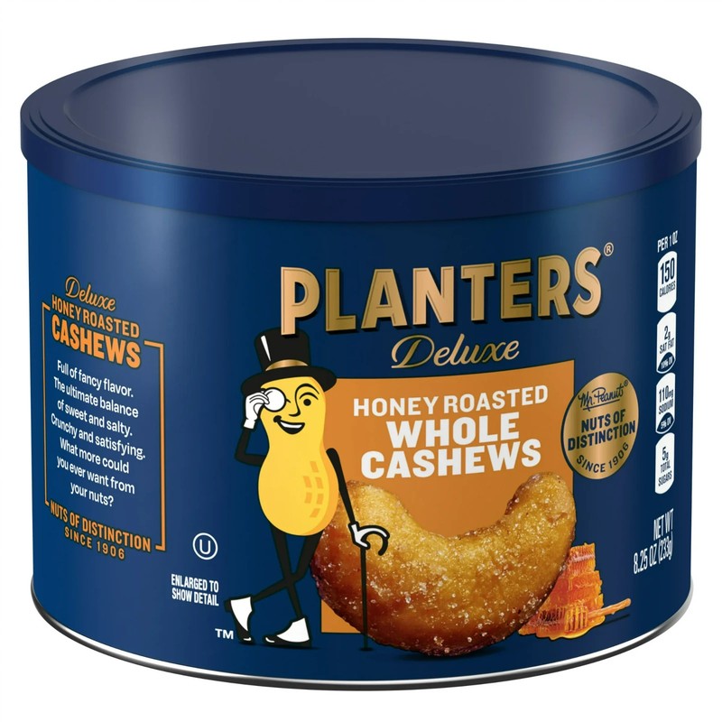 PLANTERS Deluxe Honey Roasted Whole Cashews Sweet & Salty 8.25oz Can gallery