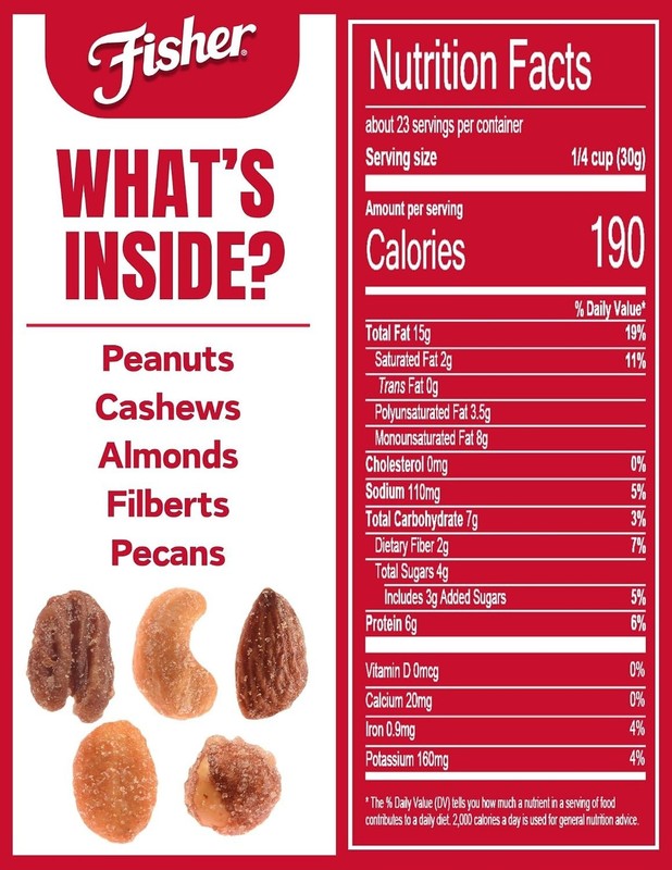 Fisher Honey Roasted Mixed Nuts - 24 Ounce Canister for Healthy Snacking gallery