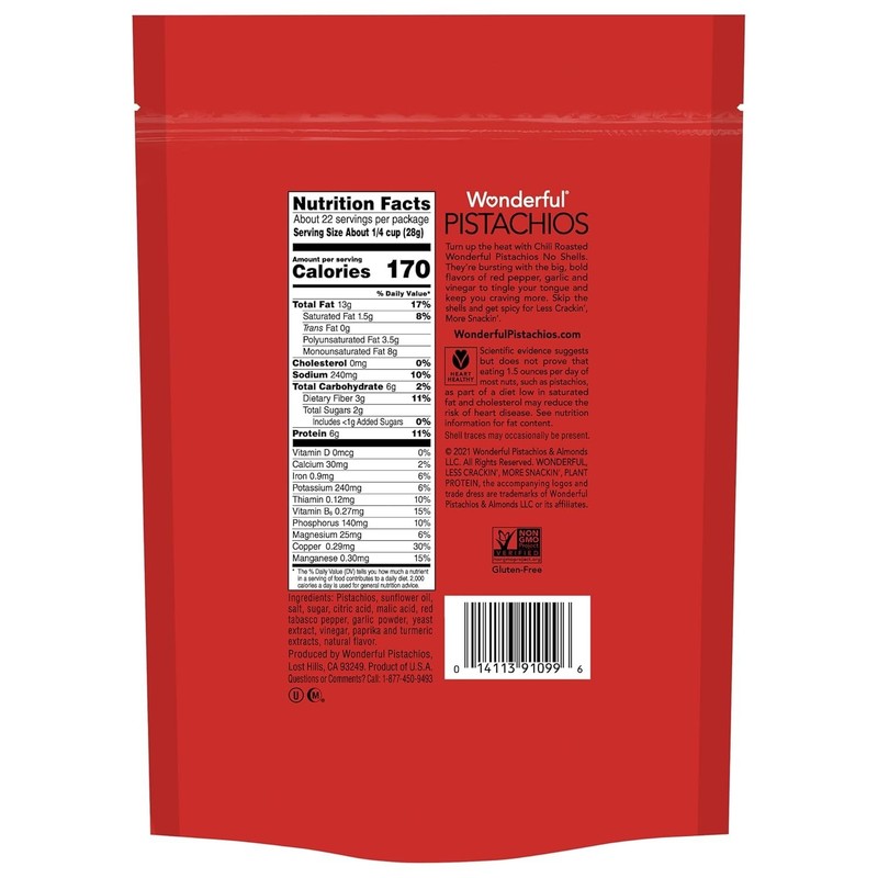 Chili Roasted Pistachios - 44oz Resealable Bag (Pack of 2) Gluten-Free Snacks gallery