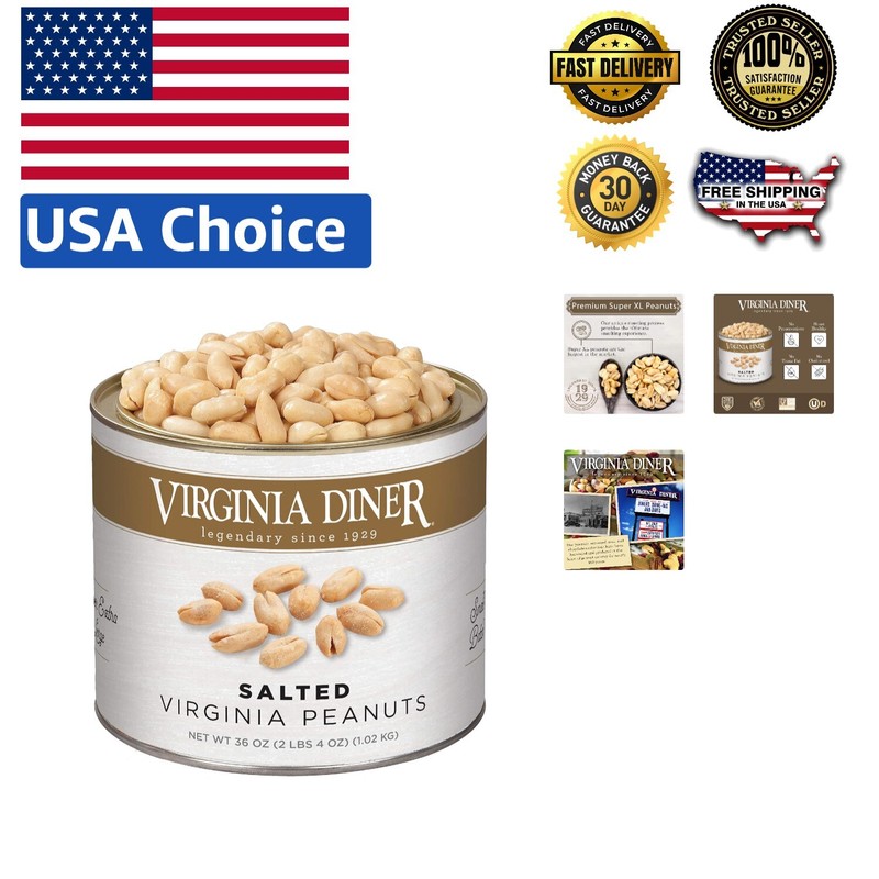 36 Ounce Virginia Peanuts - Crunchy, Heart Healthy All-Natural Snack