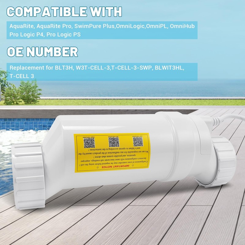 T-3 Salt Cell with Hayward W3T-Cell-3 BL1T3H 15,000 Gallons Pool, Fits AquaRi... gallery