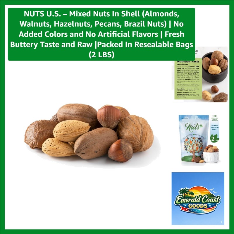 Gourmet Mixed Nuts In Shell - 2 LBS, No Artificial Flavors, Nutty Delight