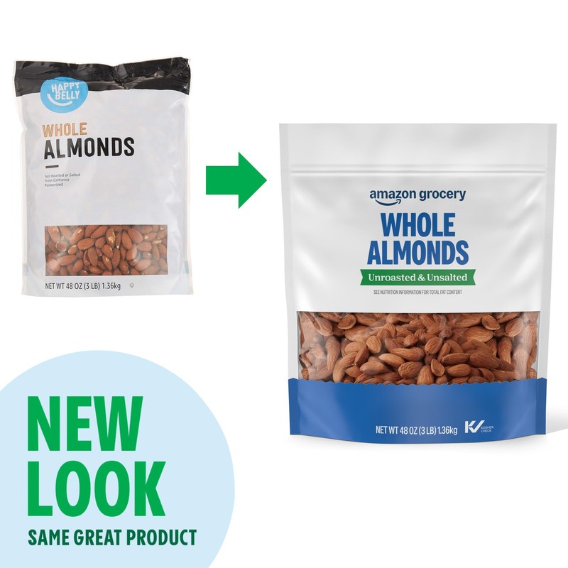 Grocery, Whole Almonds, Unroasted & Unsalted, 48 Oz (Previously Happy Belly, ... gallery