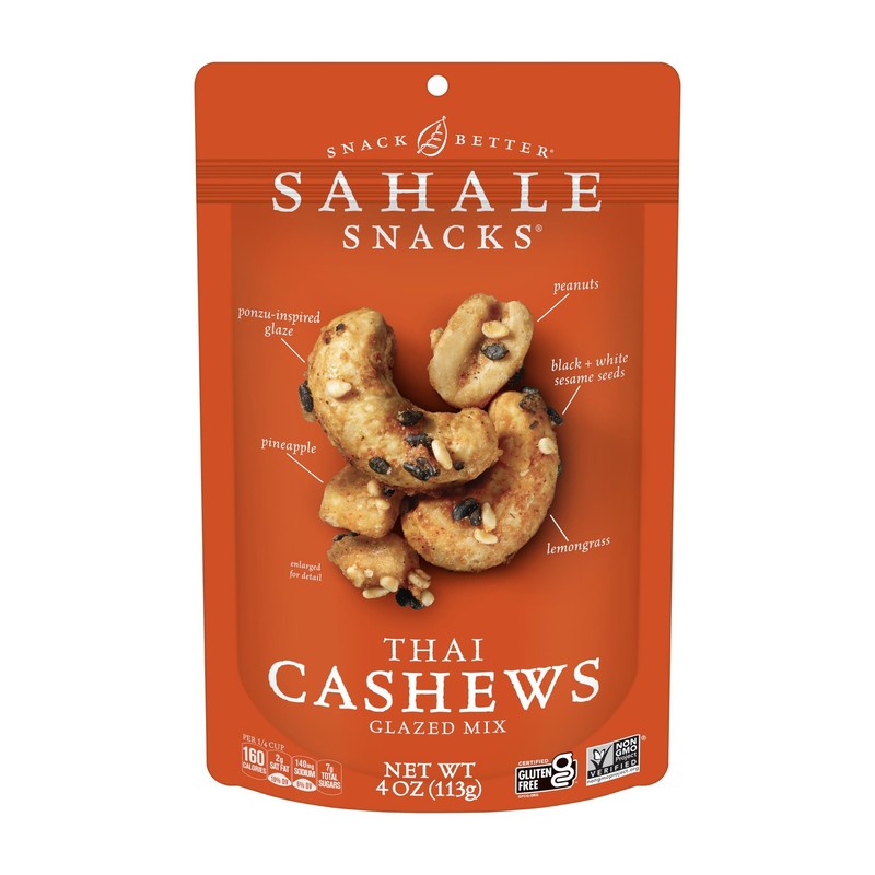 Sahale Snacks Thai Cashews Glazed Mix, 4 Ounces Pack of 6