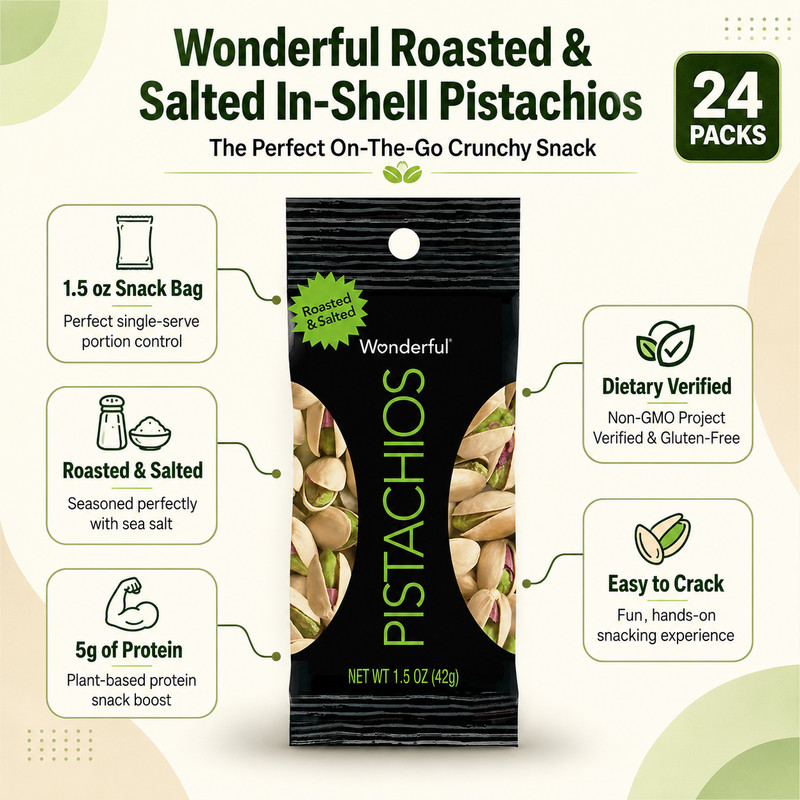 Wonderful In-Shell Pistachio Nuts, 1.5 oz, 24-count