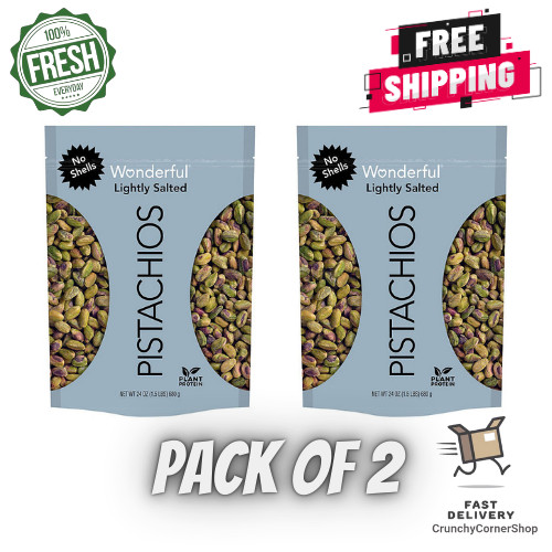 2 Pack Wonderful Lightly Salted Pistachios, No Shells, 24 oz. FREE SHIPPING