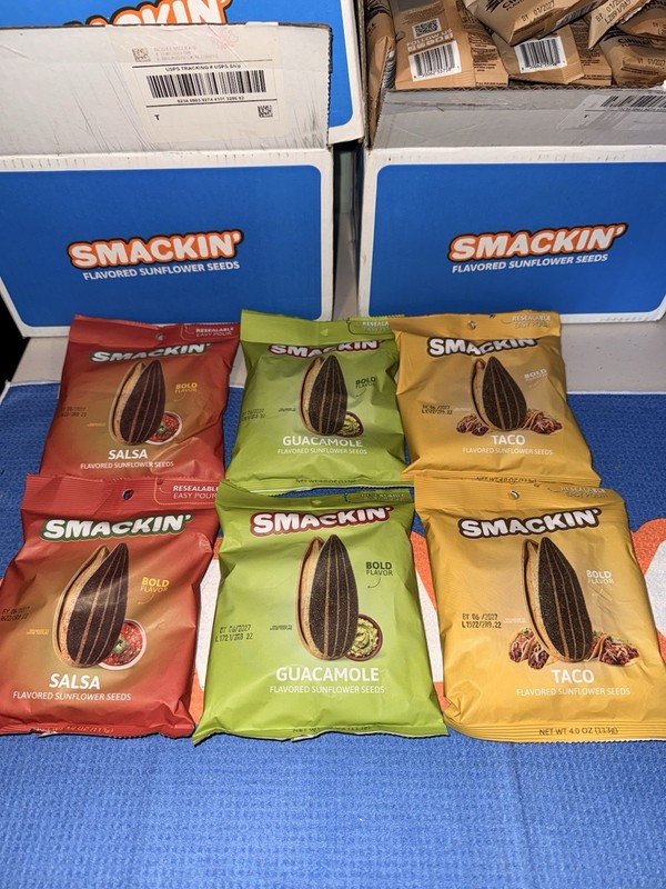Smackin’ Sunflower Seeds – Fiesta Pack Is Back!! Guac, Salsa & Taco!!
