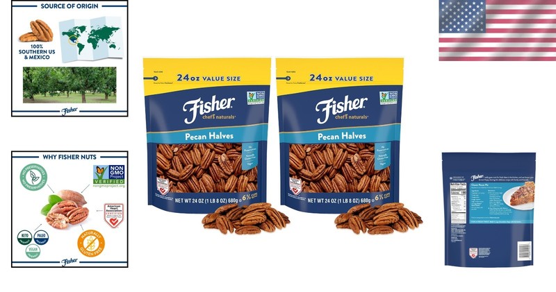 24oz High-Quality Unsalted Raw Pecan Halves for Cooking & Snacking - Pack of 2 gallery