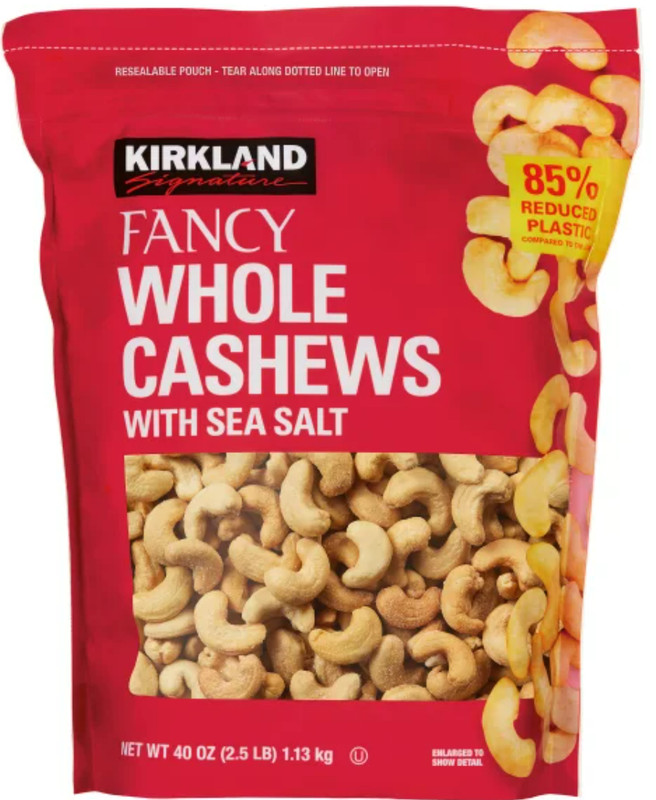 Signature's Sea Salted Fancy Whole Cashews Kirkland 40 oz