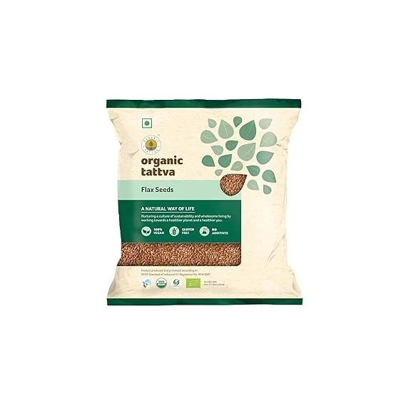 Organic Tattva, Organic Flax Seeds (ALSI) Quality Raw Unroasted Seeds | 2 X 100g