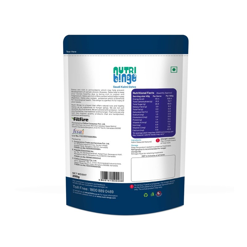 Nutri Binge Saudi Kalmi Dates 200g | Organic Fresh Khajur Healthy Snack gallery