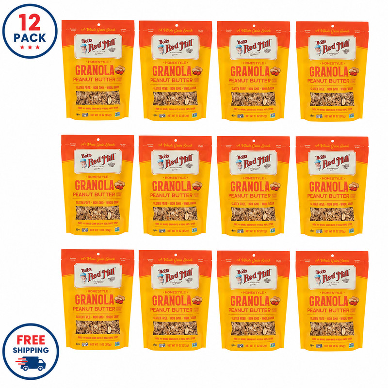 Bulk Breakfast Granola Peanut Butter Oats Bob's Red Mill 12 Bag Value Pack