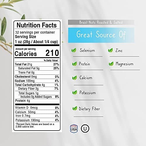 Brazil Nuts Roasted Salted 32 Ounce Jar Vegan Keto Paleo Snack Bulk gallery