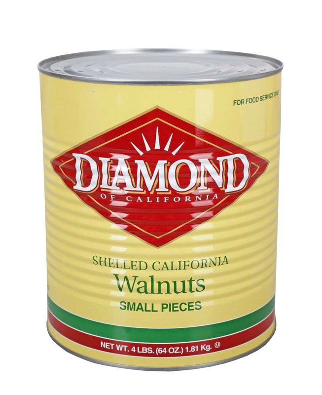 Small Walnut Pieces – 6 Cans/Case – 4 Lbs/Can – Diamond Of California